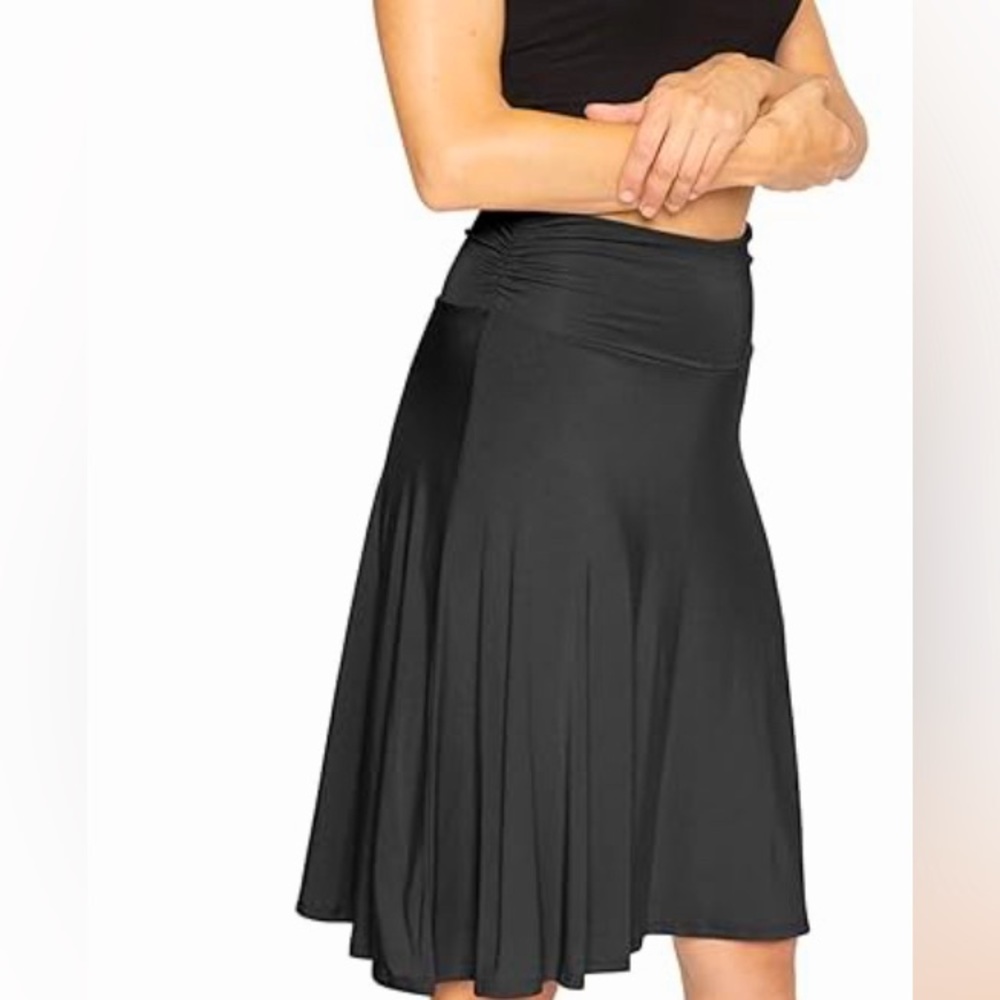 Women’s Basic Skirt A-Line Midi Dress Casual Stretchy Skater Skirt